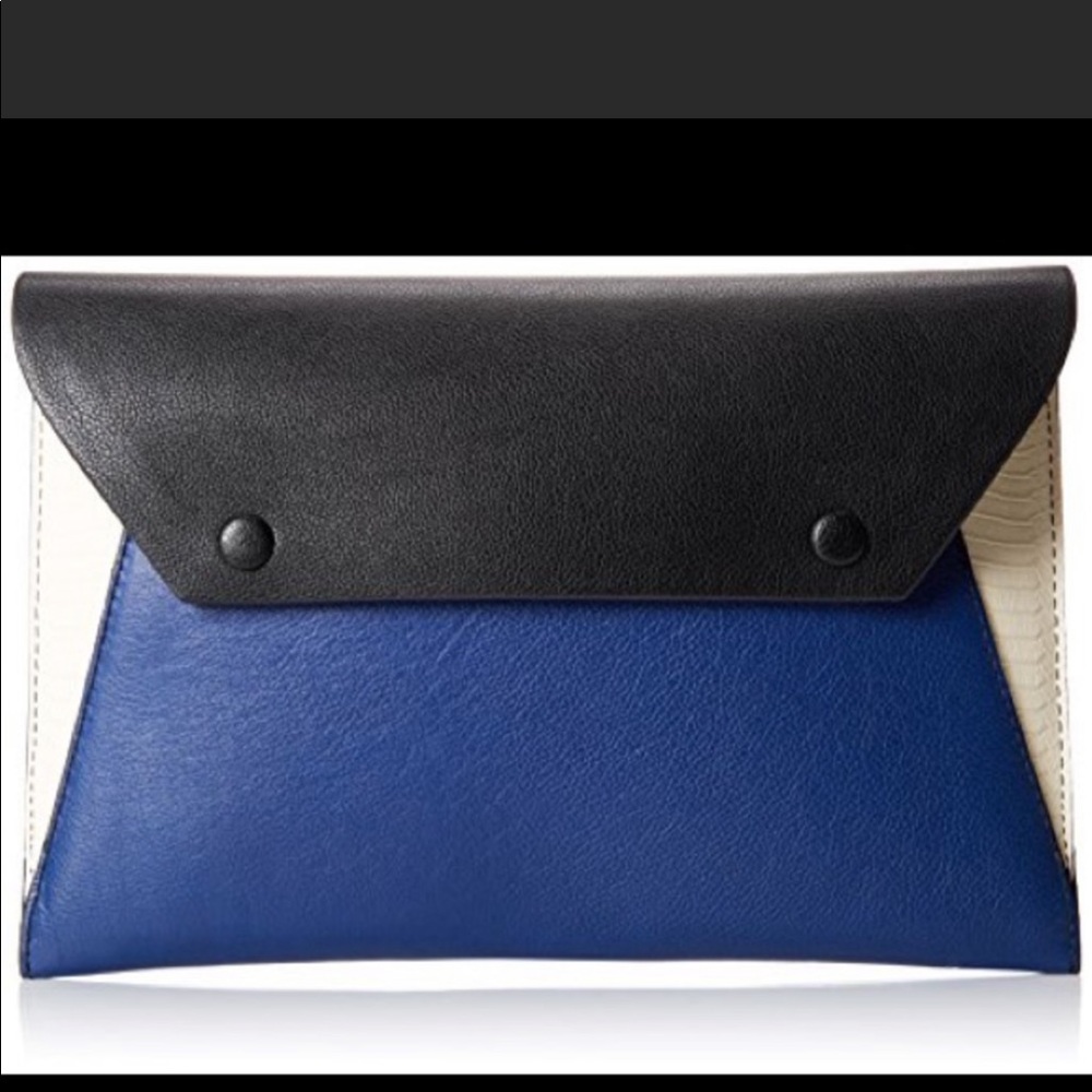 BCBGMAXAZARIA NWT Sophie Blue Colorblock Envelope Clutch Purse
